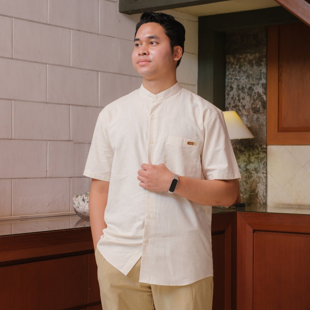 Image of Eclemix Men Top Junho | Kemeja Koko Linen Pria Lengan Pendek