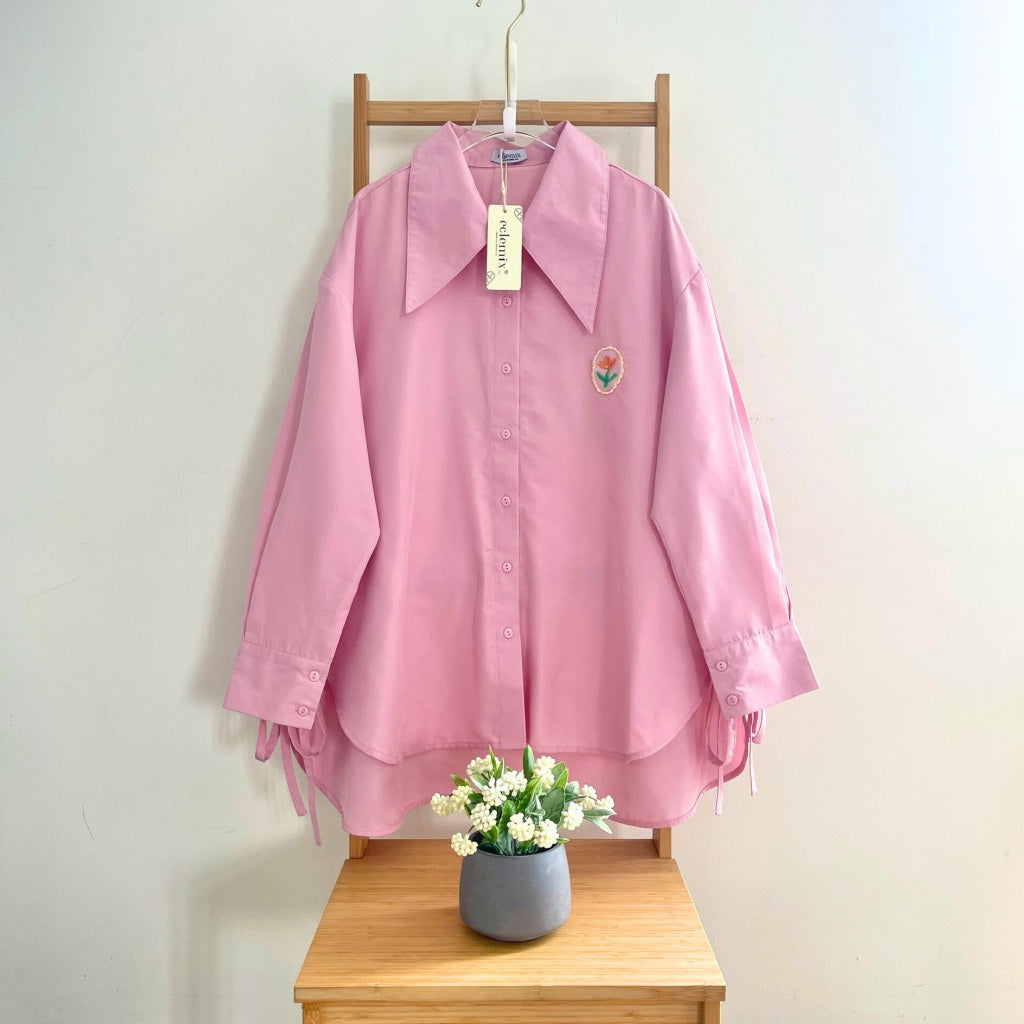 Eclemix Top Mayleen | Atasan Wanita Kemeja Oversize Patch Tali Samping