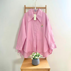 Image of Eclemix Top Mayleen | Atasan Wanita Kemeja Oversize Patch Tali Samping