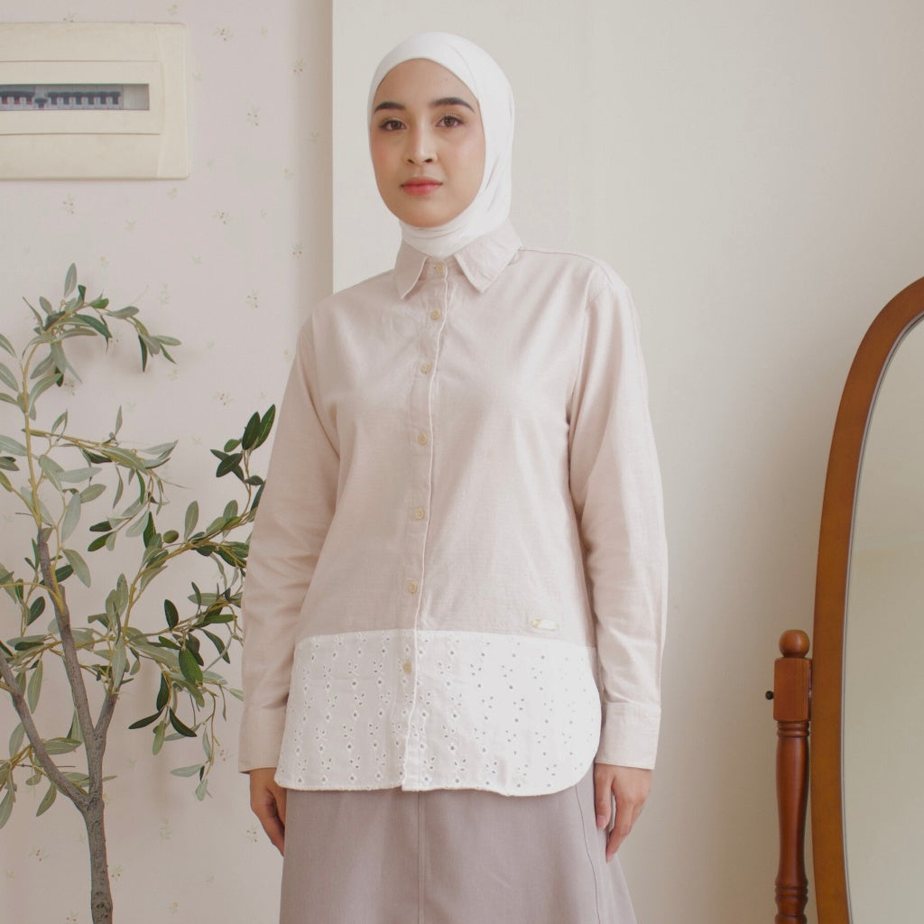 Image of Eclemix Top Carmen | Atasan Wanita Kemeja Kancing Shirt Polos