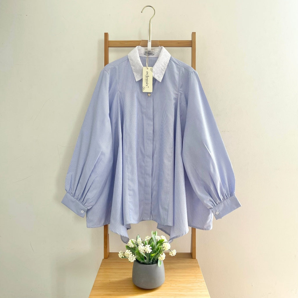 Image of Eclemix Top Yoon | Atasan Wanita Kemeja Blouse Motif Stripe