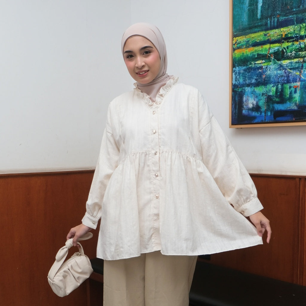 Eclemix Top Elara | Atasan Wanita Blouse Polos Kerah Frill