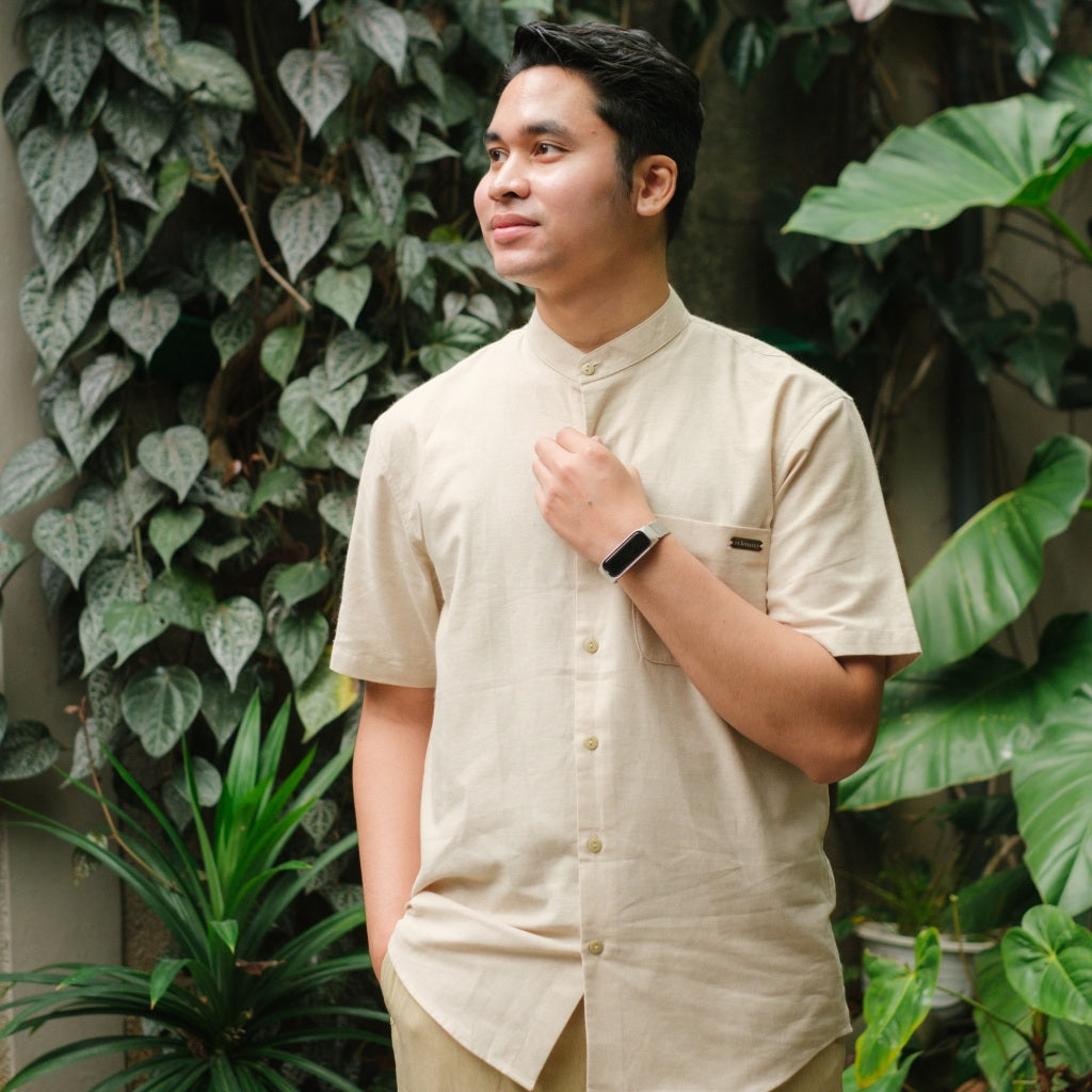 Image of Eclemix Men Top Junho | Kemeja Koko Linen Pria Lengan Pendek