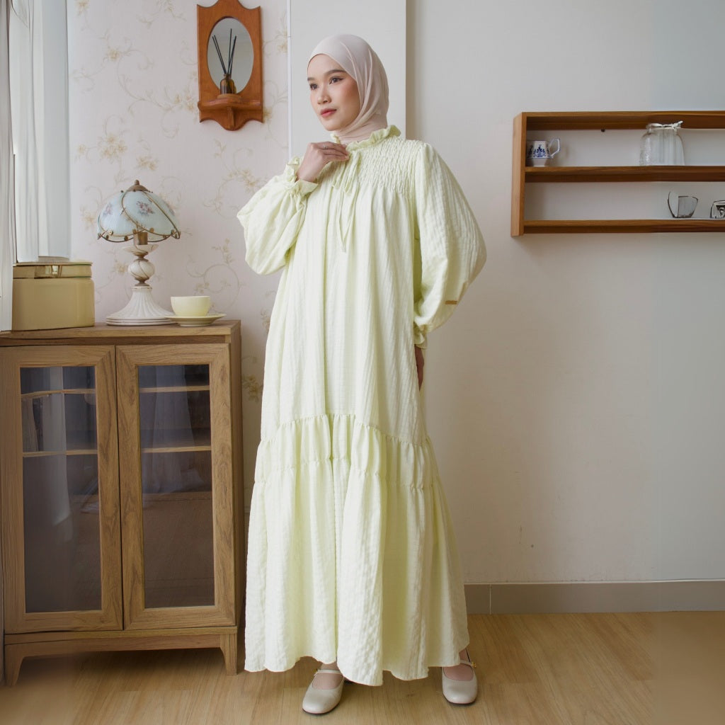 Eclemix Dress Alana | Gamis Wanita Polos Kerah Tali
