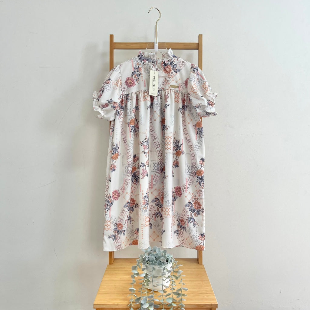 Eclemix Tunic Siana Exclusive Printing | Atasan Tunik Wanita A-Line Lengan Panjang Motif Etnik | Family Set