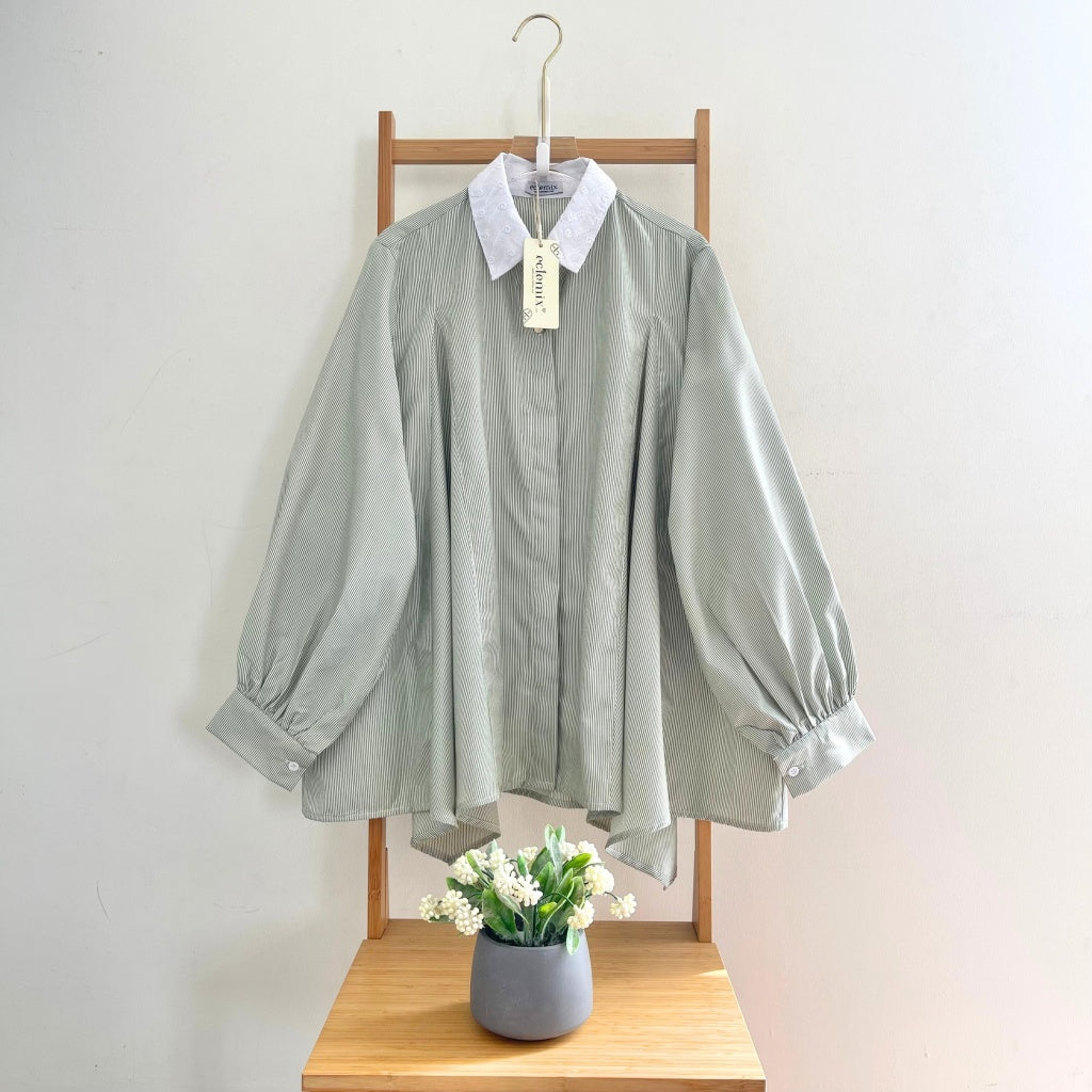 Image of Eclemix Top Yoon | Atasan Wanita Kemeja Blouse Motif Stripe