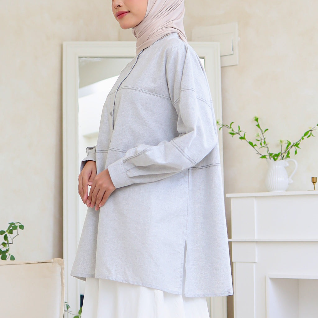 Image of Eclemix Top Nour Oversized Casual Shirt | Atasan Katun Wanita Casual Style