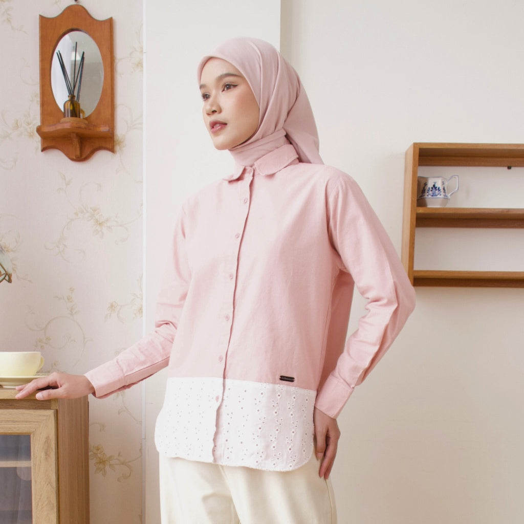 Image of Eclemix Top Carmen | Atasan Wanita Kemeja Kancing Shirt Polos