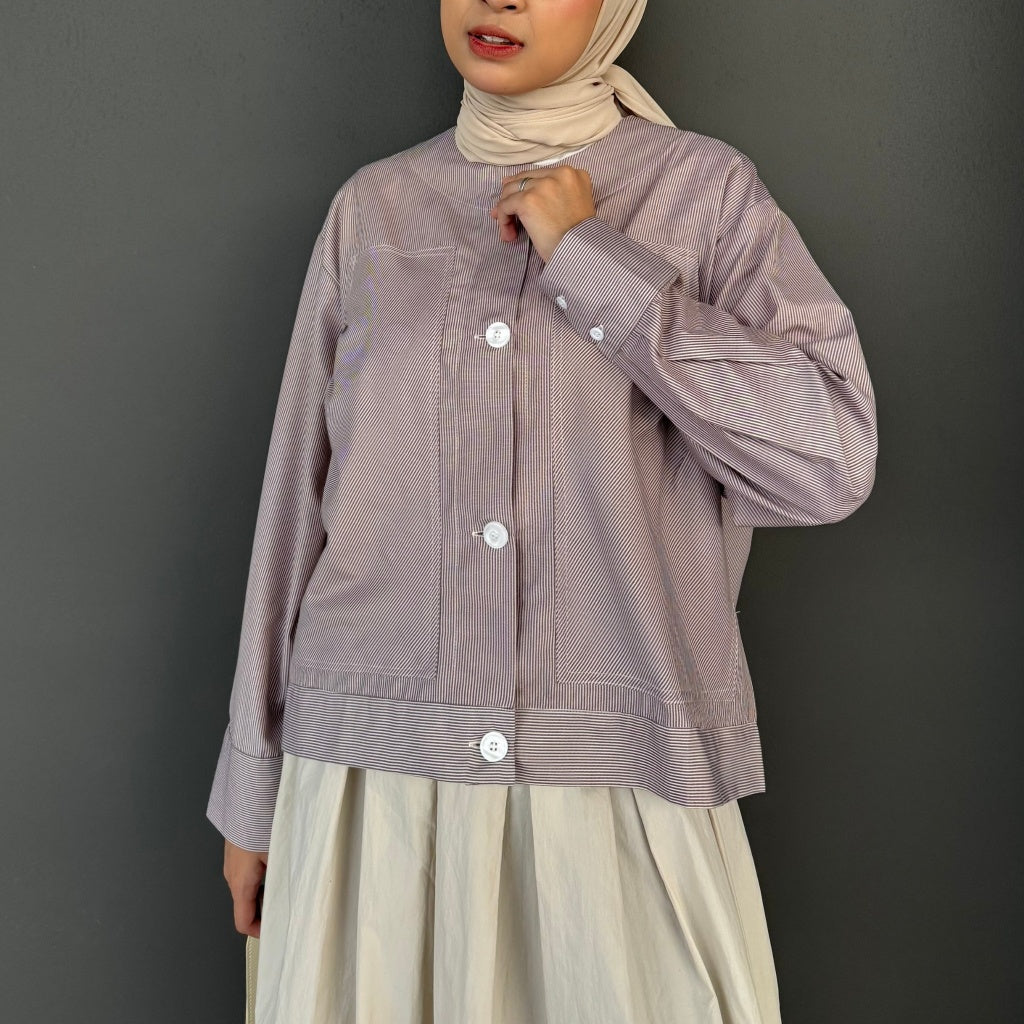 Image of Eclemix Top Alexa Skipper Shirt | Atasan Wanita Kemeja Motif Stripes Salur