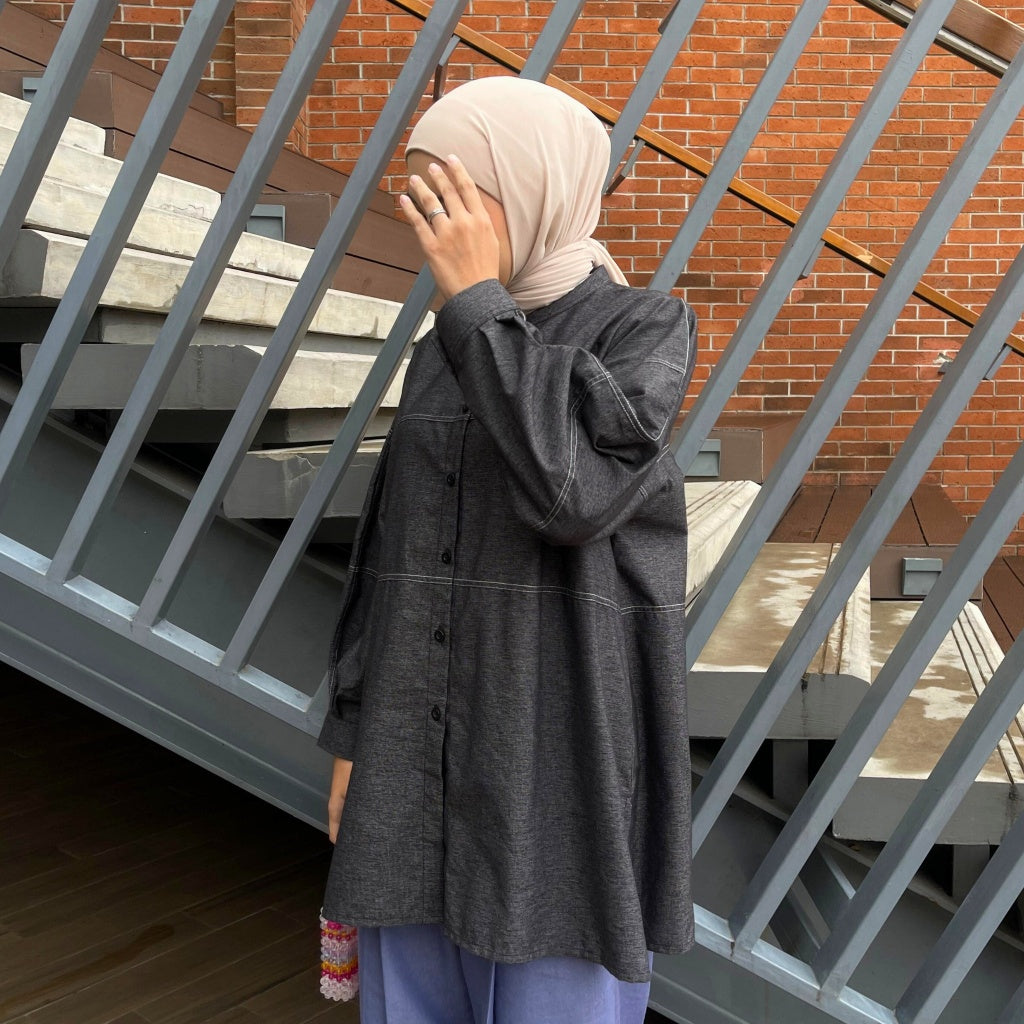 Image of Eclemix Top Nour Oversized Casual Shirt | Atasan Katun Wanita Casual Style