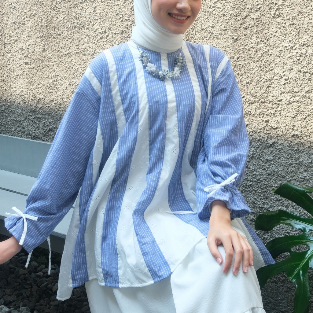 Image of Eclemix Top Sorela | Cotton Striped Blouses | Atasan Wanita A-Line