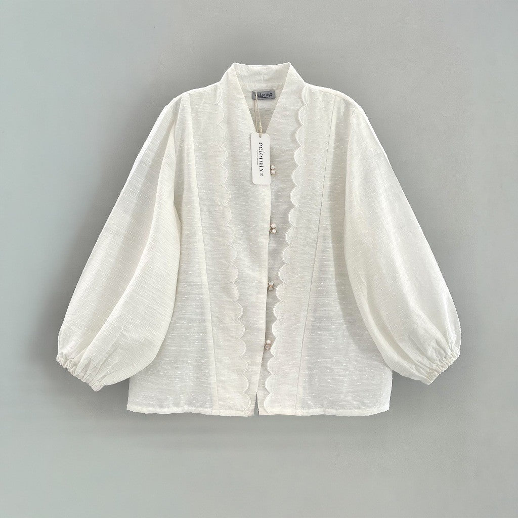 Image of Eclemix Top Arunika |Atasan Wanita Blouse Scallop Embroidery | Kebaya Modern