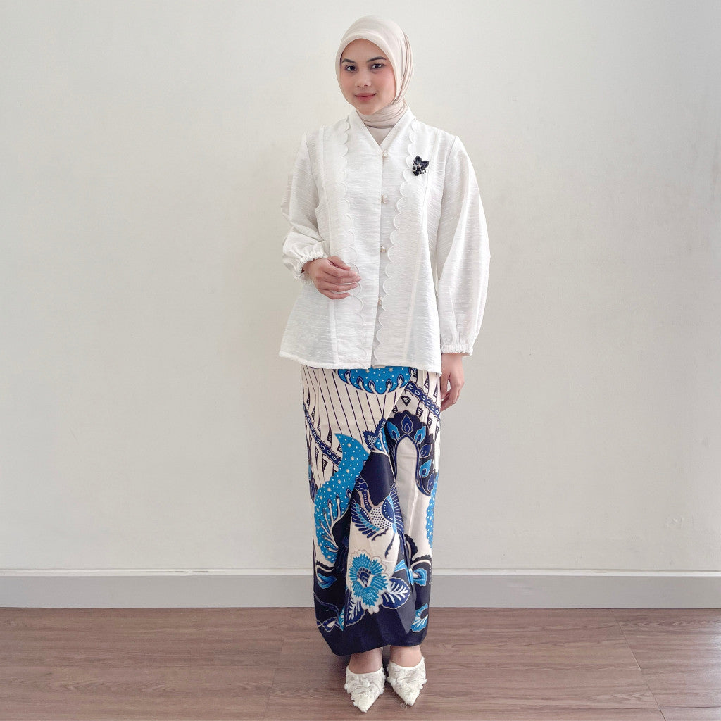 Image of Eclemix Top Arunika |Atasan Wanita Blouse Scallop Embroidery | Kebaya Modern