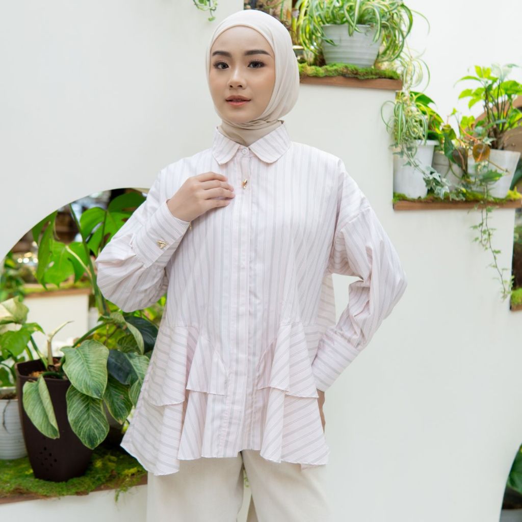 Image of Eclemix Blouse Peplum | Top Lova | Atasan Wanita Motif Stripes