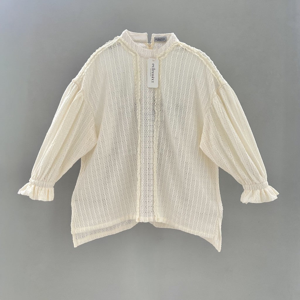 Image of Eclemix Atasan Wanita Aksen Renda | Top Auree | Blouse Oversized Drop Shoulder
