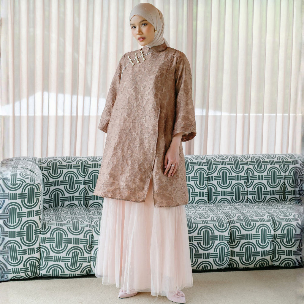 Image of Eclemix Atasan Wanita Organza | Tunic Senjaru | Elegant Oriental Modest Raya Collection