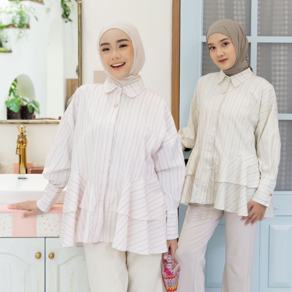 Image of Eclemix Blouse Peplum | Top Lova | Atasan Wanita Motif Stripes