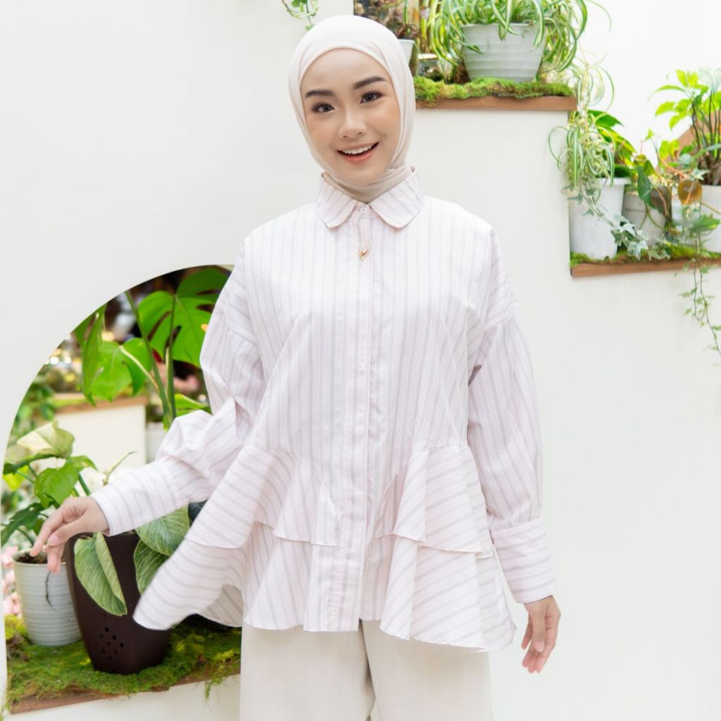 Image of Eclemix Blouse Peplum | Top Lova | Atasan Wanita Motif Stripes