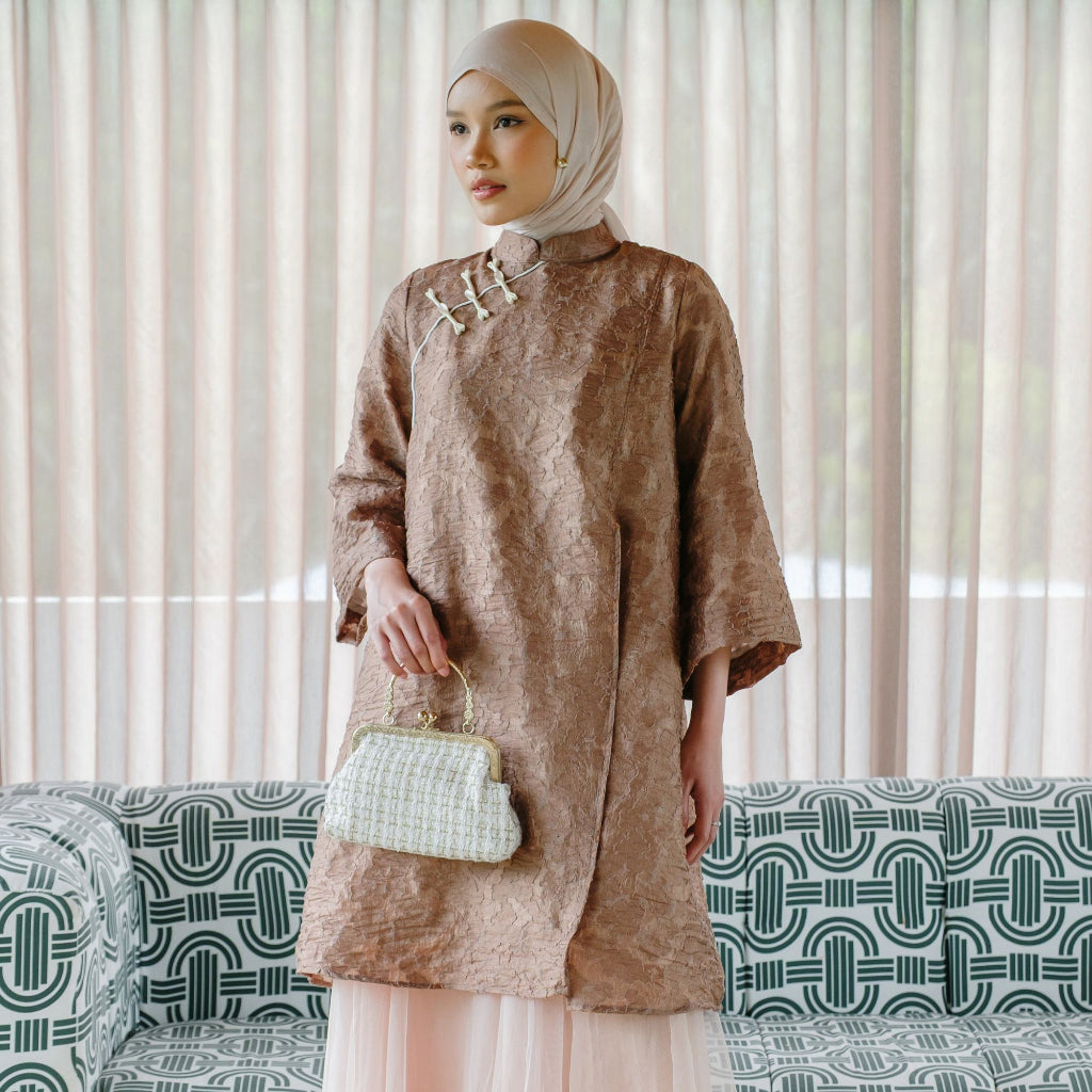 Image of Eclemix Atasan Wanita Organza | Tunic Senjaru | Elegant Oriental Modest Raya Collection