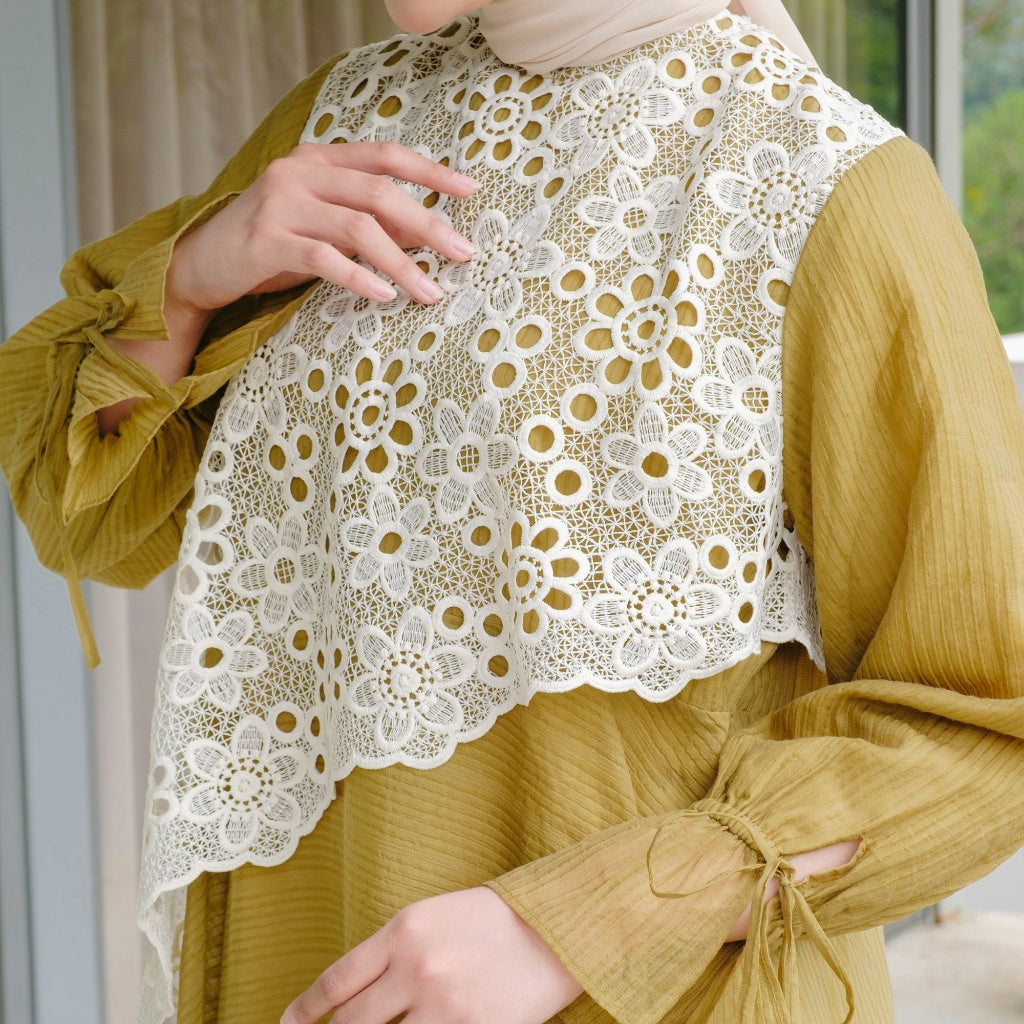 Image of Eclemix Dress Calee | Gamis Wanita A-Line Broderie Floral | Raya Collection