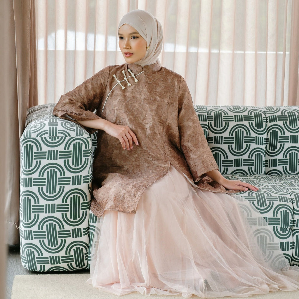 Image of Eclemix Atasan Wanita Organza | Tunic Senjaru | Elegant Oriental Modest Raya Collection