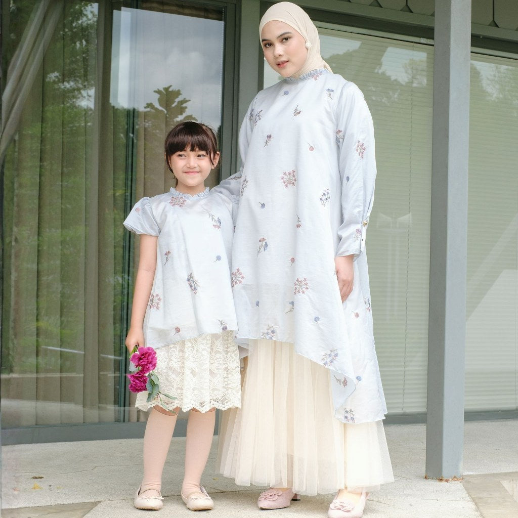 Image of Eclemix Tunic Kids Rayyu | Atasan Anak Perempuan Motif Flower | Raya Collection