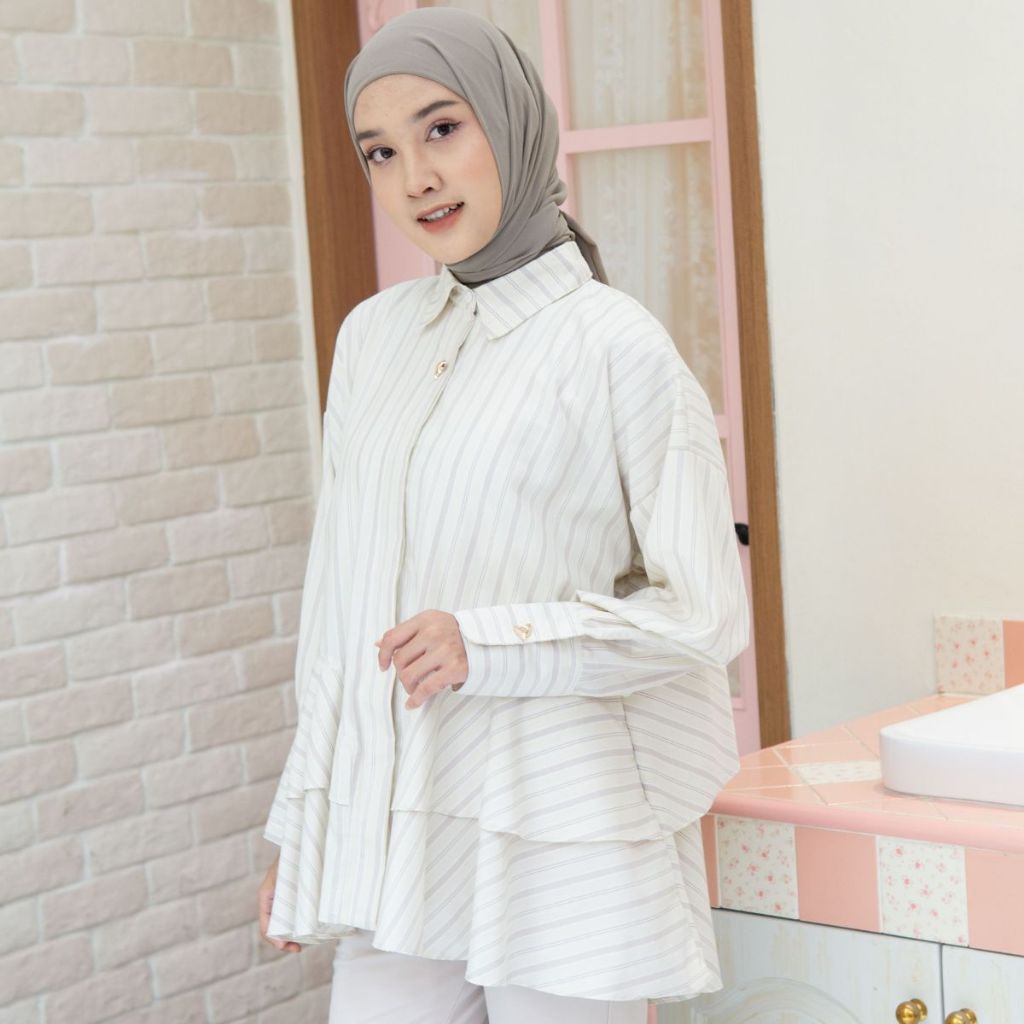 Image of Eclemix Blouse Peplum | Top Lova | Atasan Wanita Motif Stripes