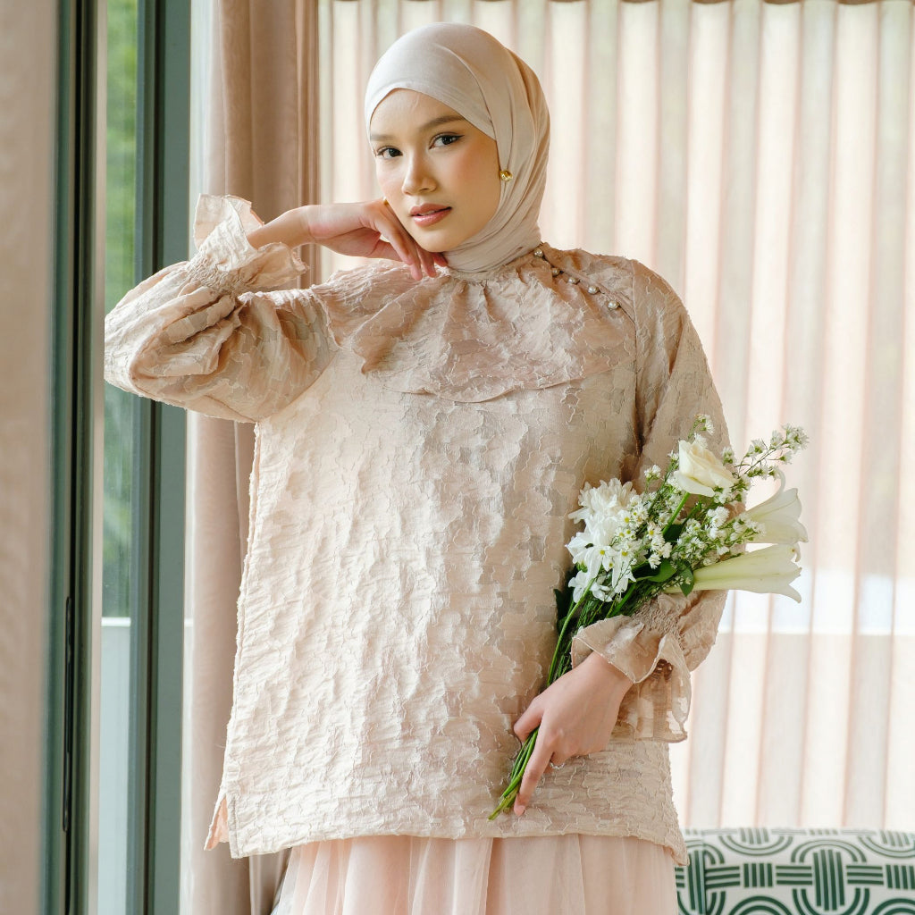Image of Eclemix Blouse Lengan Panjang | Top Nera | Atasan Wanita Premium Pearl Button