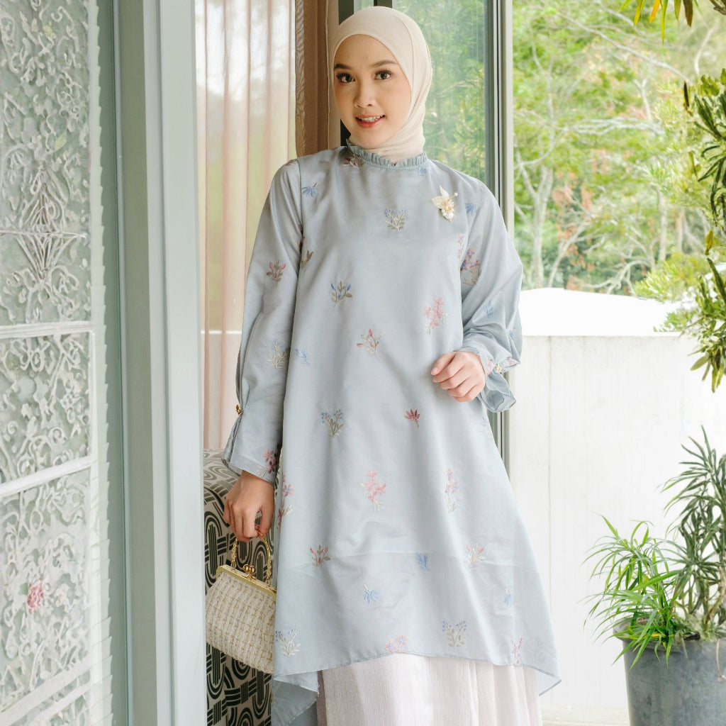 Image of Eclemix Tunic Rayyu | Atasan Wanita Motif Flower | Raya Collection