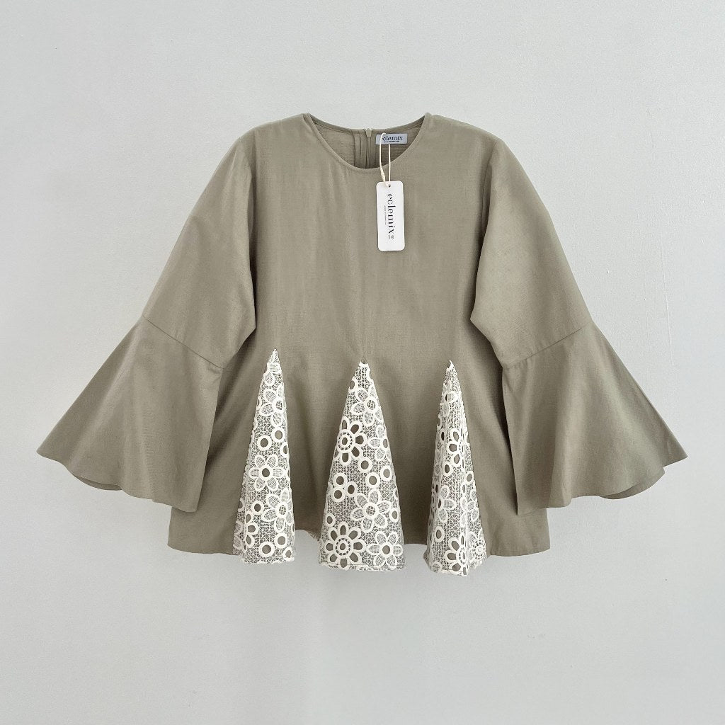 Image of Eclemix Blouse Wanita Lace | Top Calma | Atasan Elegant Flare Sleeve
