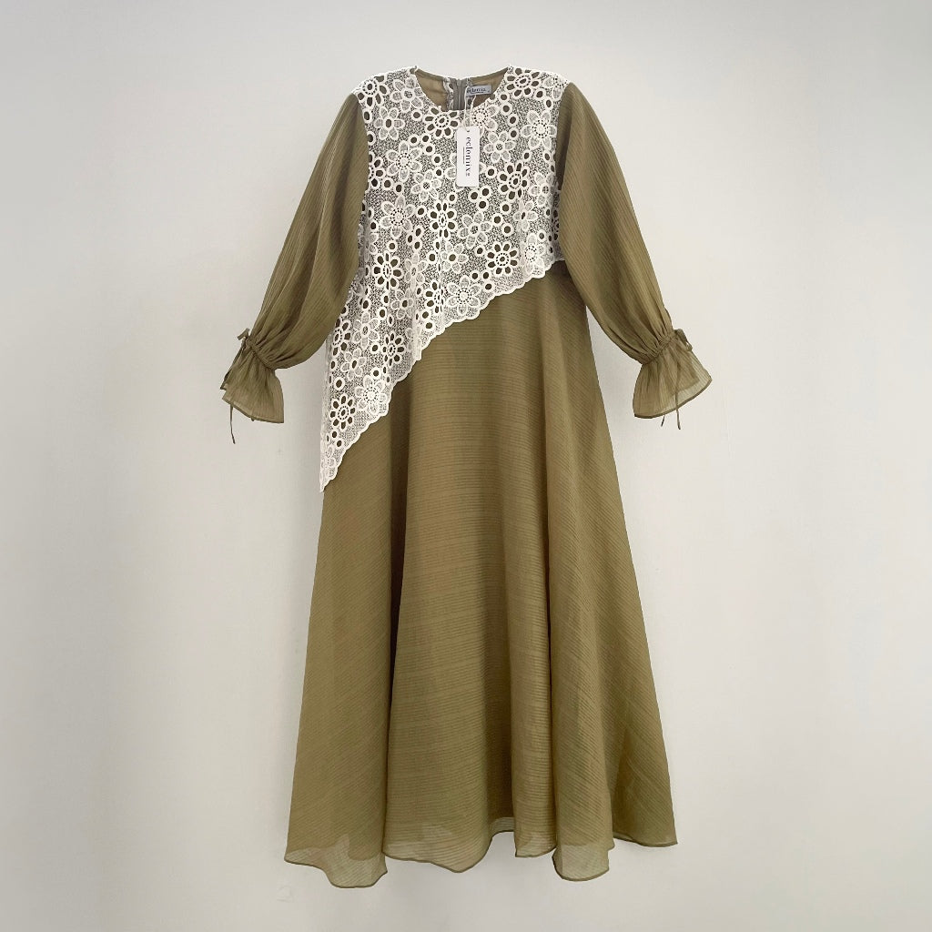 Image of Eclemix Dress Calee | Gamis Wanita A-Line Broderie Floral | Raya Collection