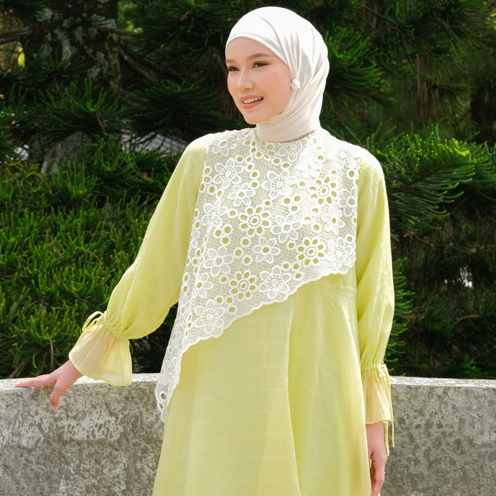 Image of Eclemix Dress Calee | Gamis Wanita A-Line Broderie Floral | Raya Collection