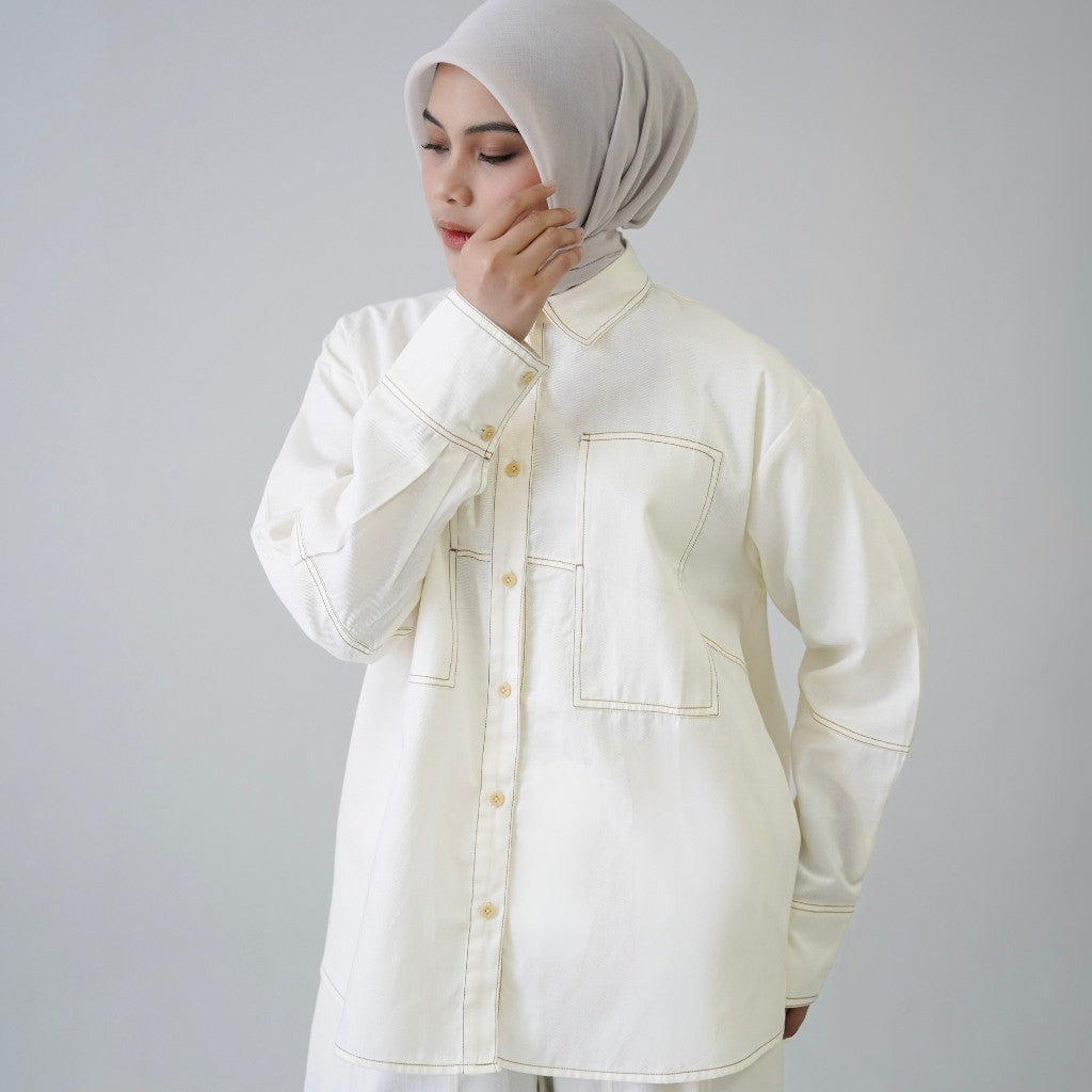 Image of Eclemix Zoe Shirt atasan denim casual detail bahan denim