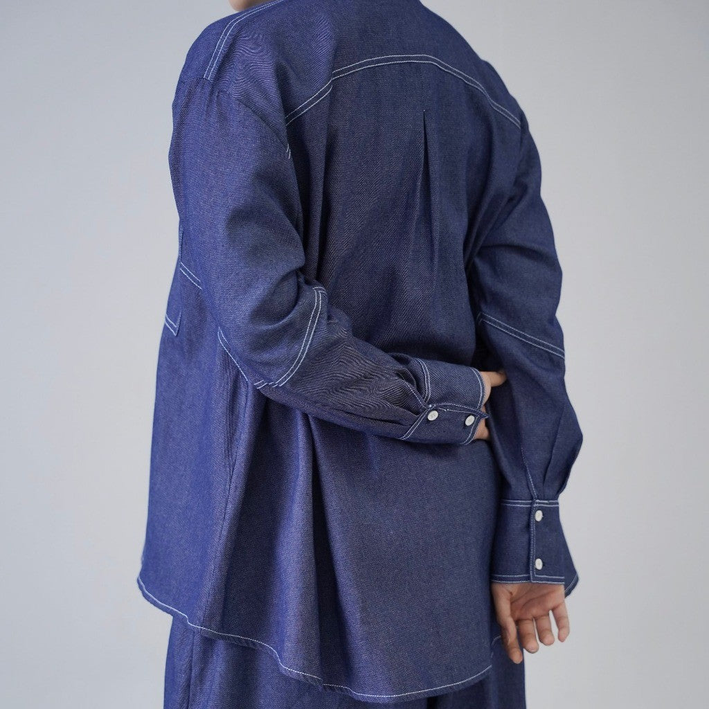 Image of Eclemix Zoe Shirt atasan denim casual detail kerah