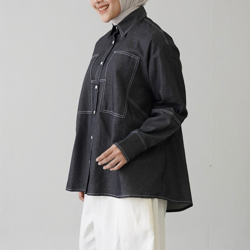 Image of Eclemix Zoe Shirt atasan denim casual outfit kasual denim