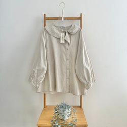 Image of Eclemix Top Kirumi | Atasan Wanita Kemeja Motif Stripes Kerah Pita