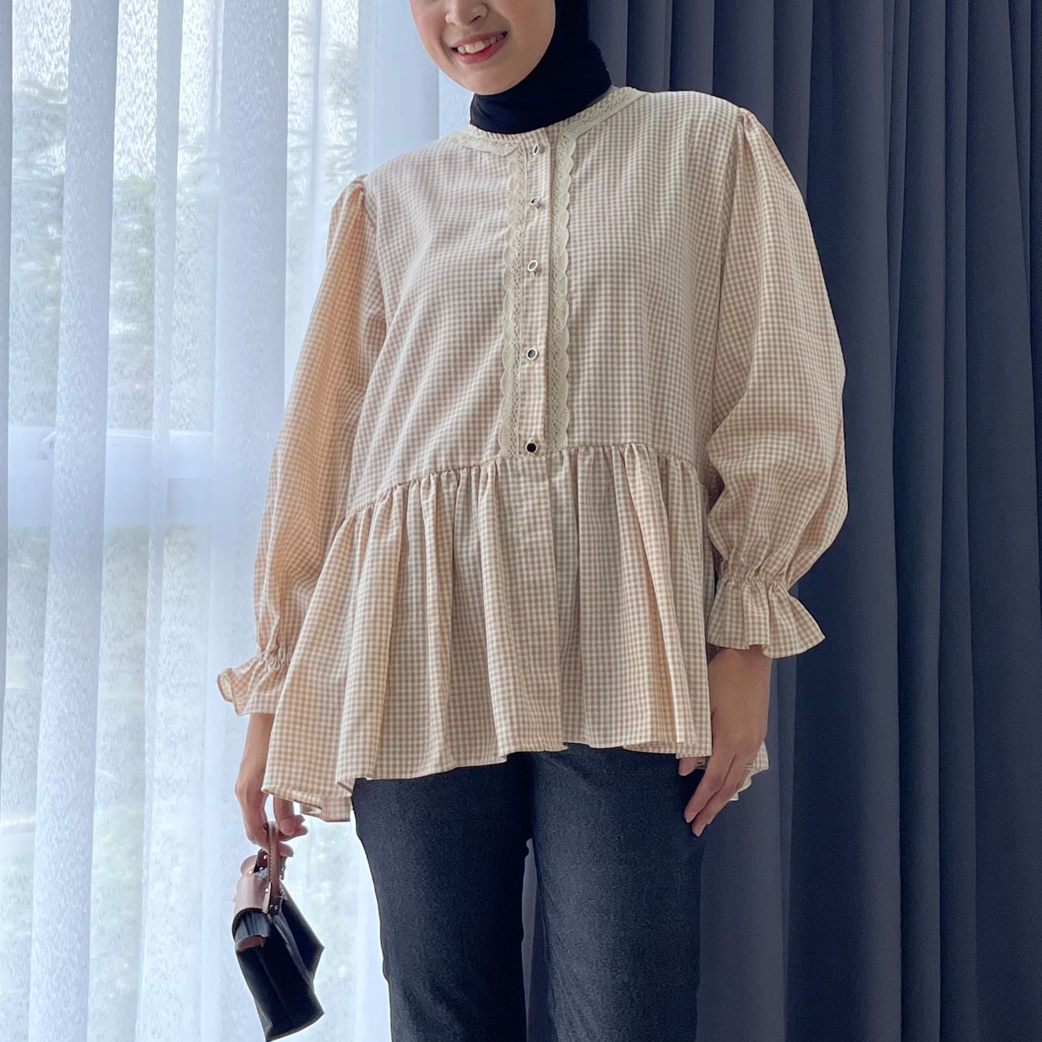 Eclemix Top Lana | Atasan Wanita Blouse Baby Doll Kancing Depan