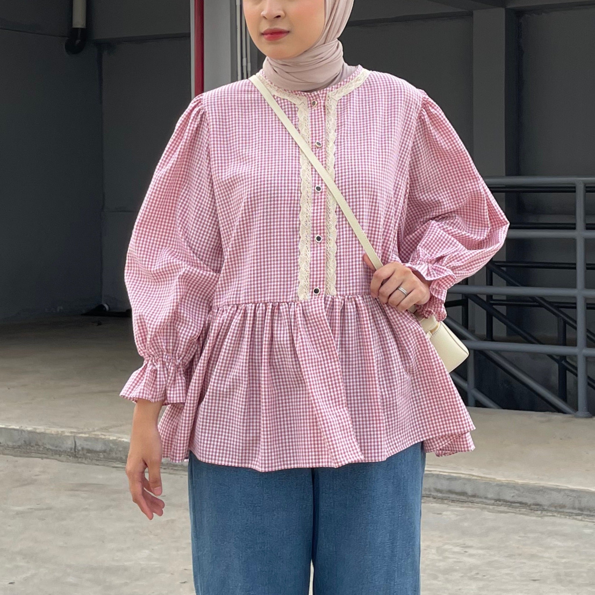 Eclemix Top Lana | Atasan Wanita Blouse Baby Doll Kancing Depan