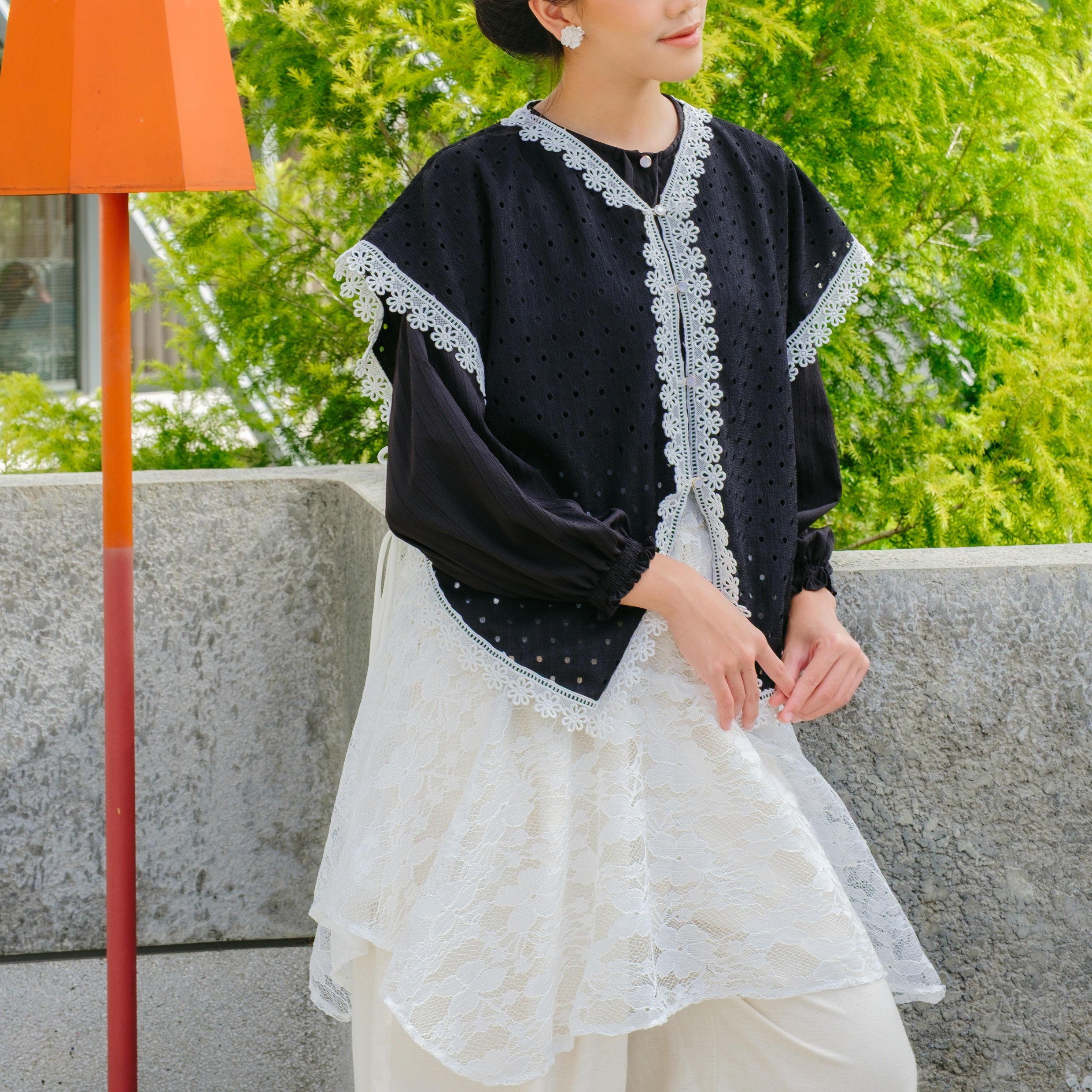 Image of Eclemix Skirt Lassy | Rok Wanita Brukat Daily | Layered Lace Bottom Wrapped Hip Half Body Apron