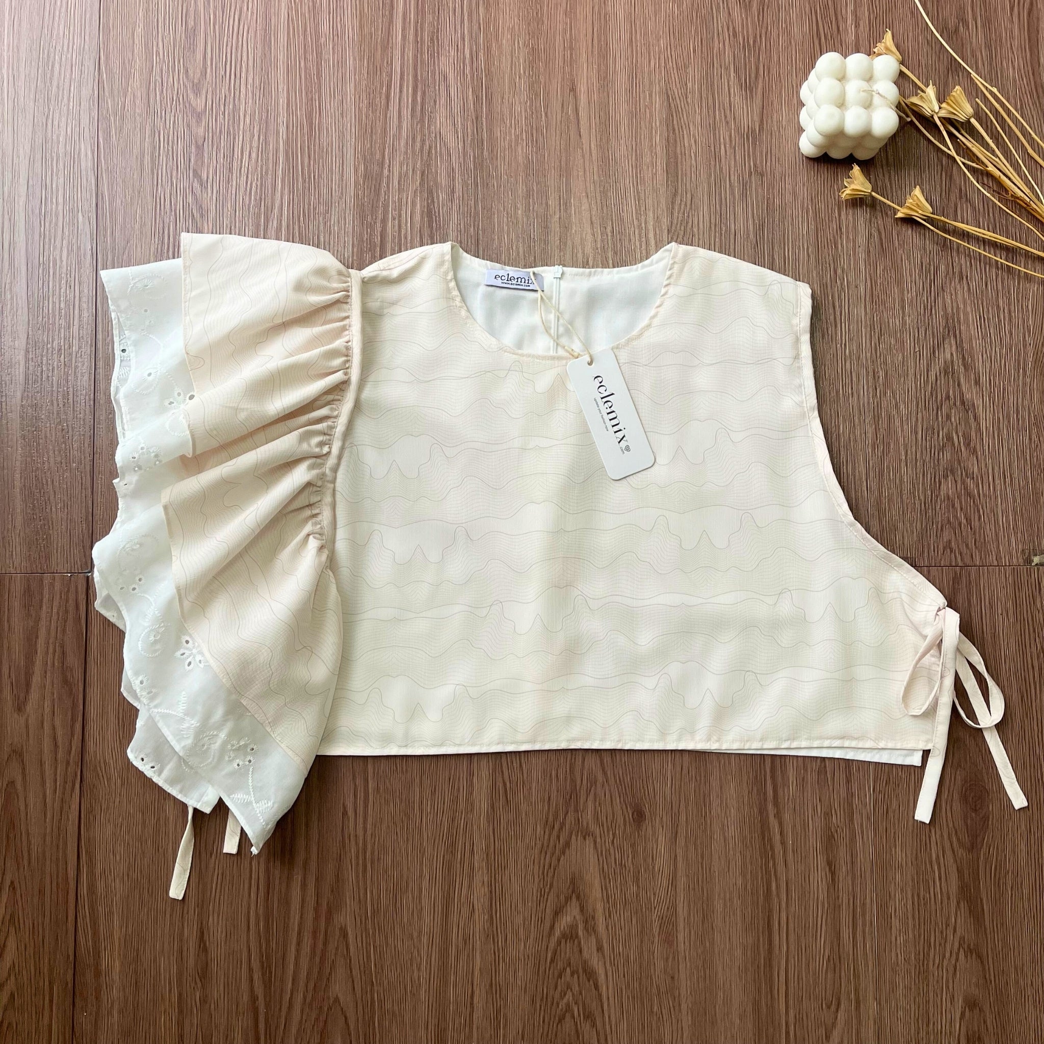 Image of Eclemix Outer Latte | Vest Wanita Ruffle Tanpa Lengan