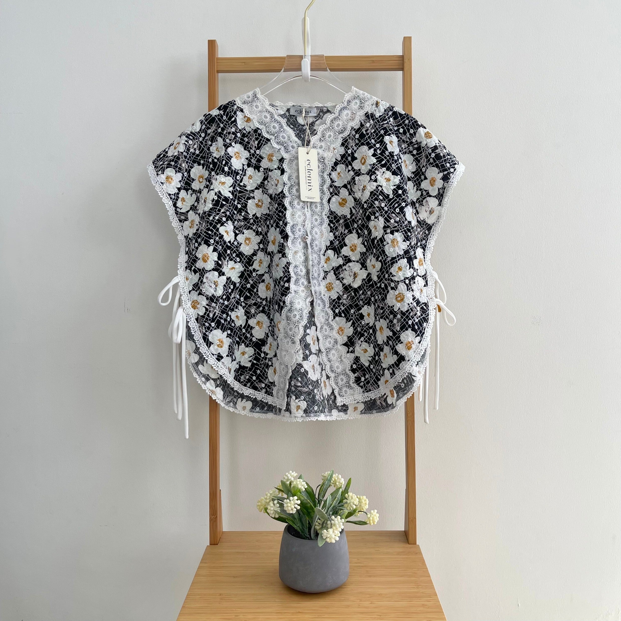 Eclemix Outer Maurin | Vest Brokat Bunga | Outer Panjang Brukat Tanpa Lengan