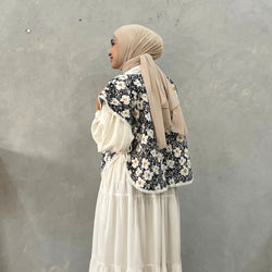 Image of Eclemix Outer Maurin | Vest Brokat Bunga | Outer Panjang Brukat Tanpa Lengan