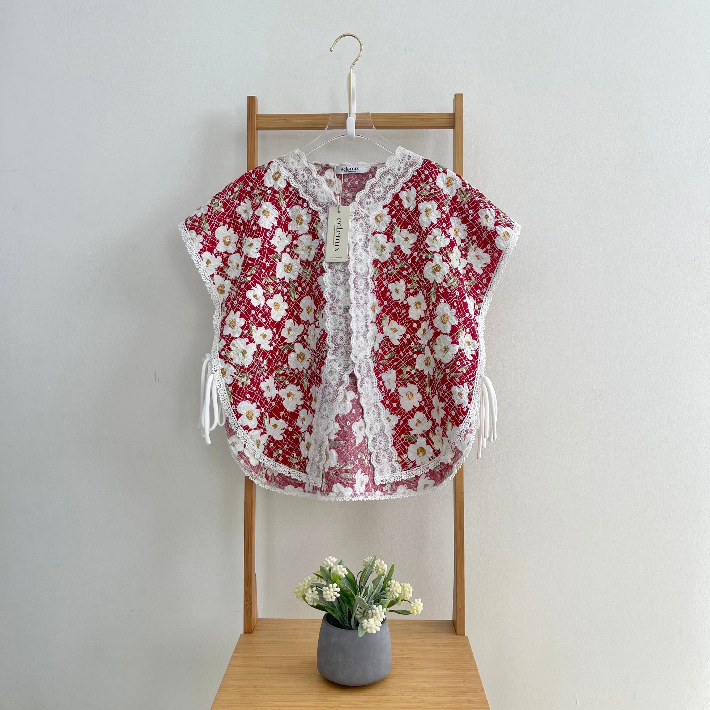 Eclemix Outer Maurin | Vest Brokat Bunga | Outer Panjang Brukat Tanpa Lengan