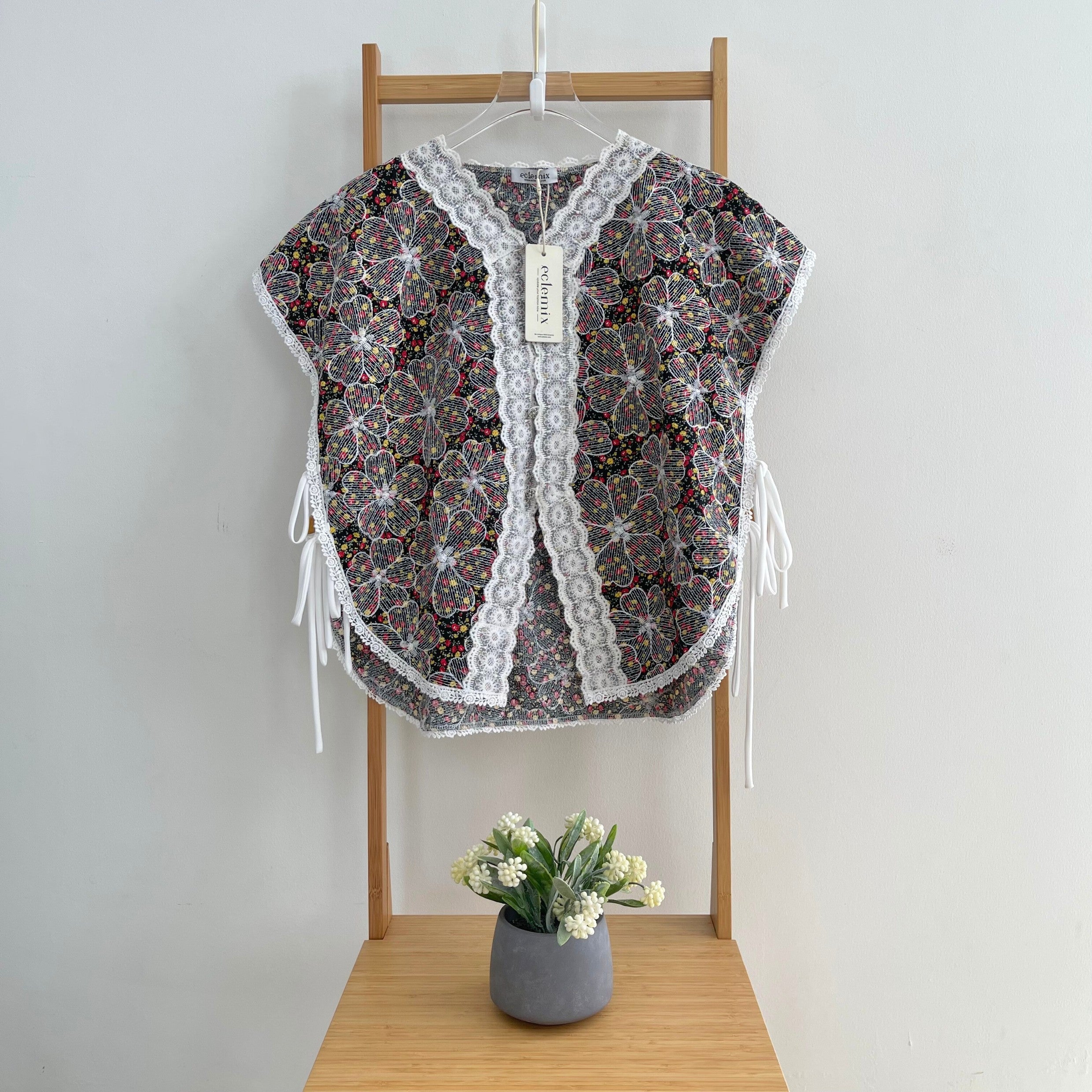 Eclemix Outer Maurin | Vest Brokat Bunga | Outer Panjang Brukat Tanpa Lengan