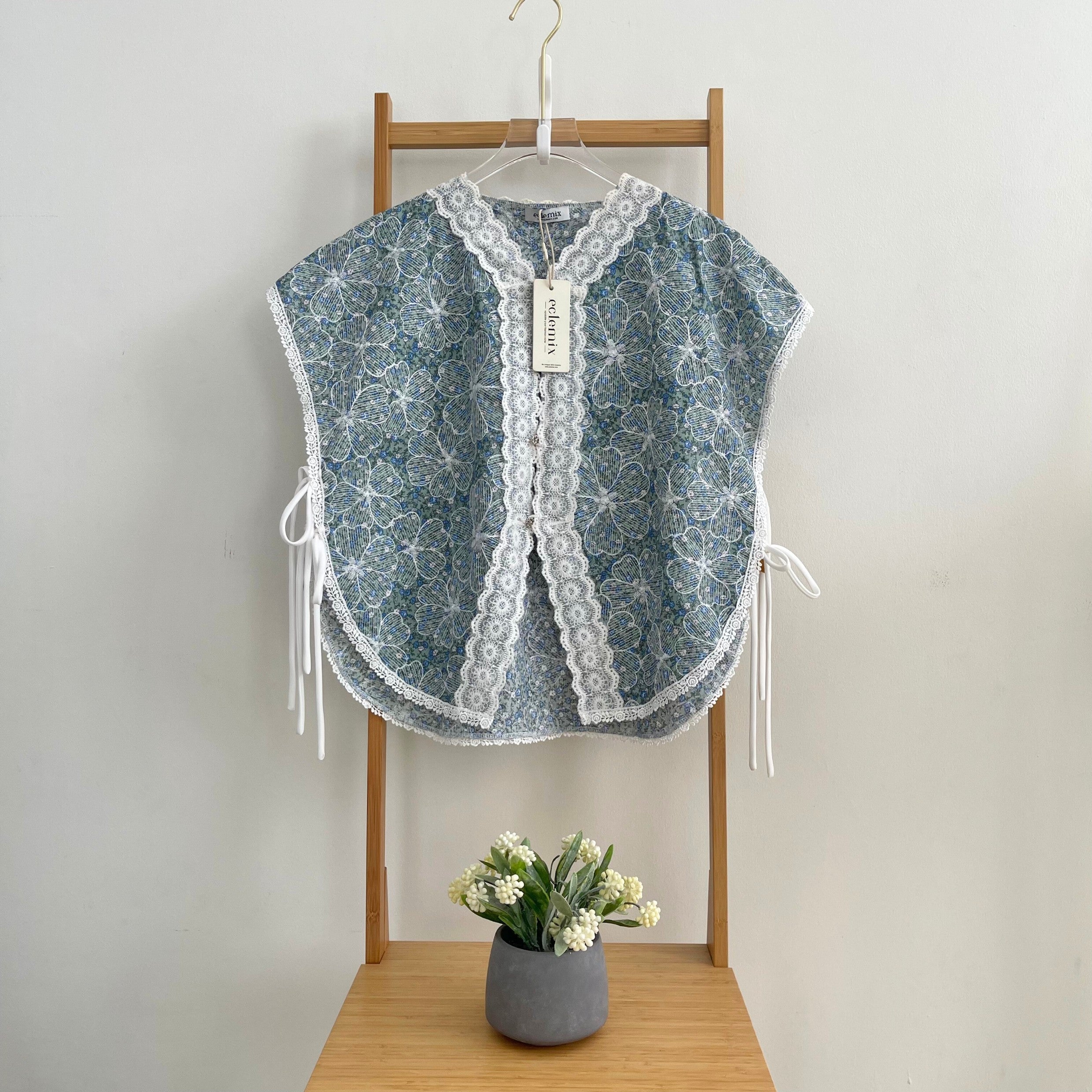 Eclemix Outer Maurin | Vest Brokat Bunga | Outer Panjang Brukat Tanpa Lengan