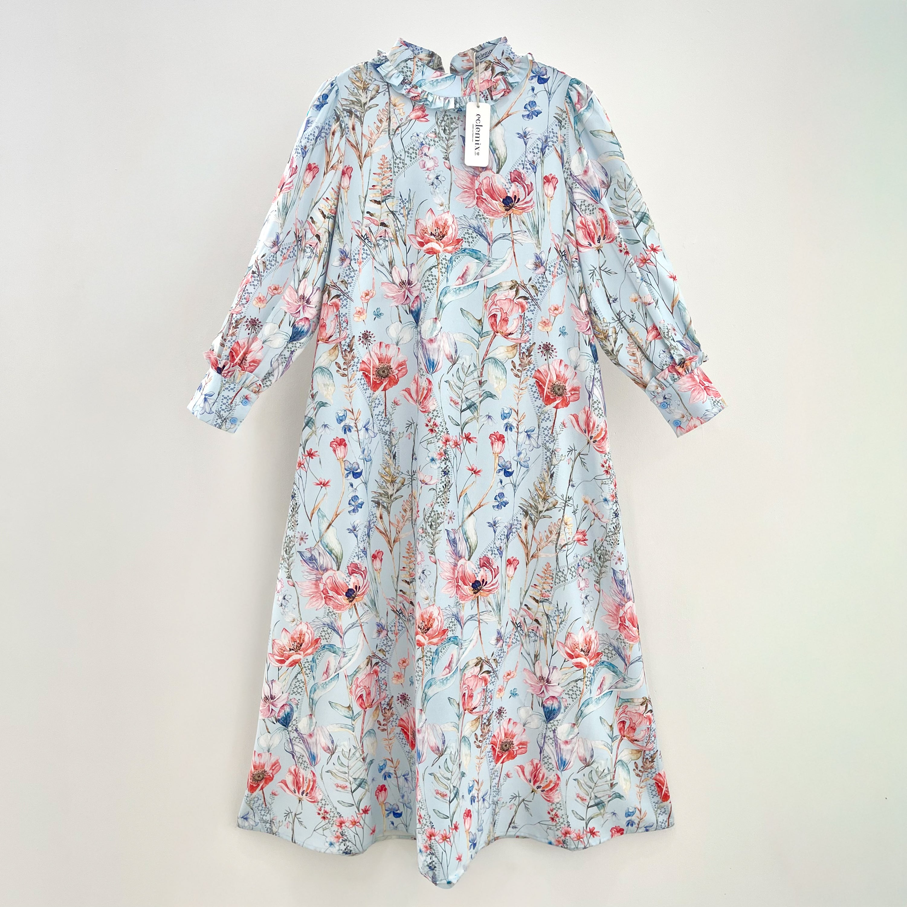 Image of Eclemix Gamis Wanita Muslim | Dress Mimosa | Abaya Exclusive Printing Floral