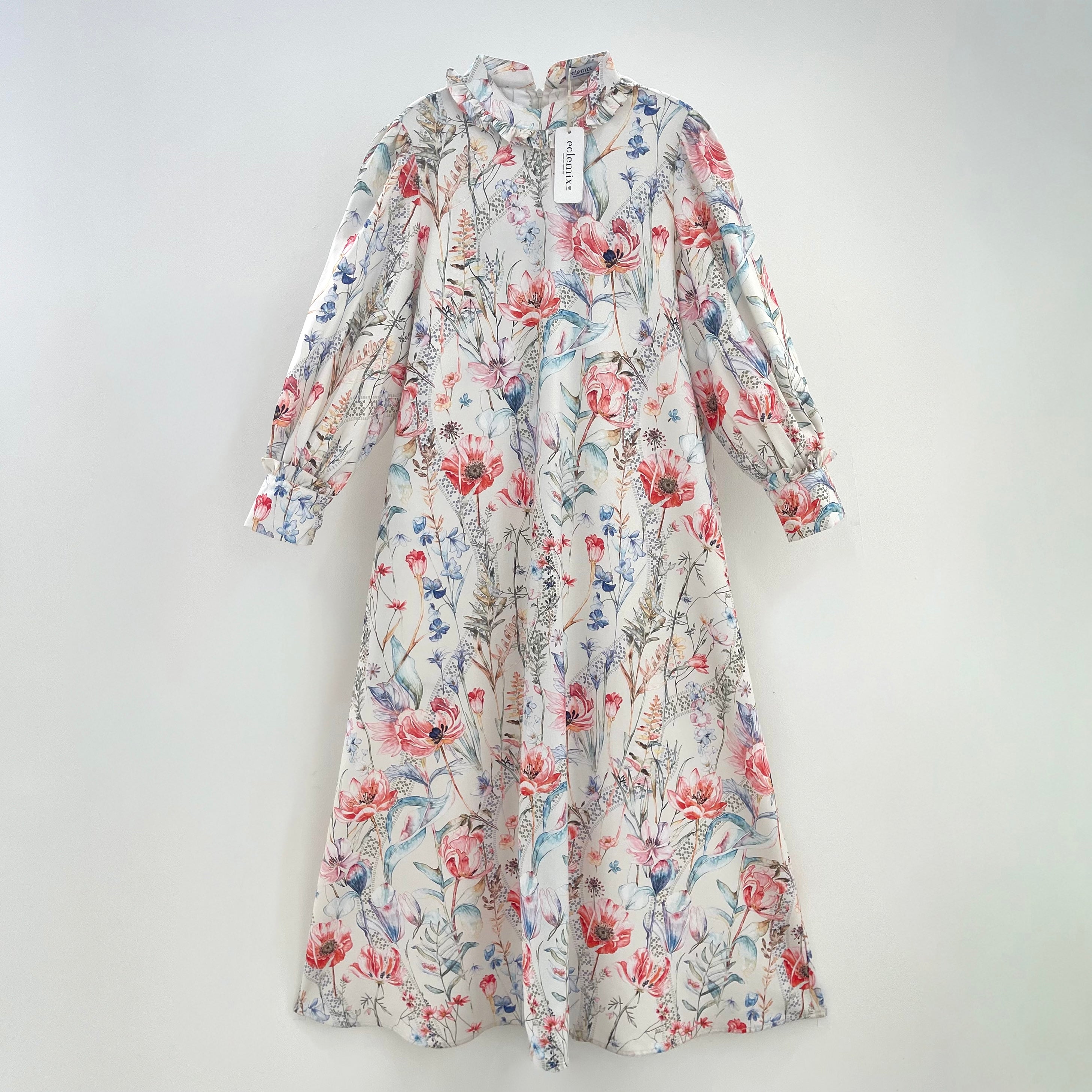 Image of Eclemix Gamis Wanita Muslim | Dress Mimosa | Abaya Exclusive Printing Floral