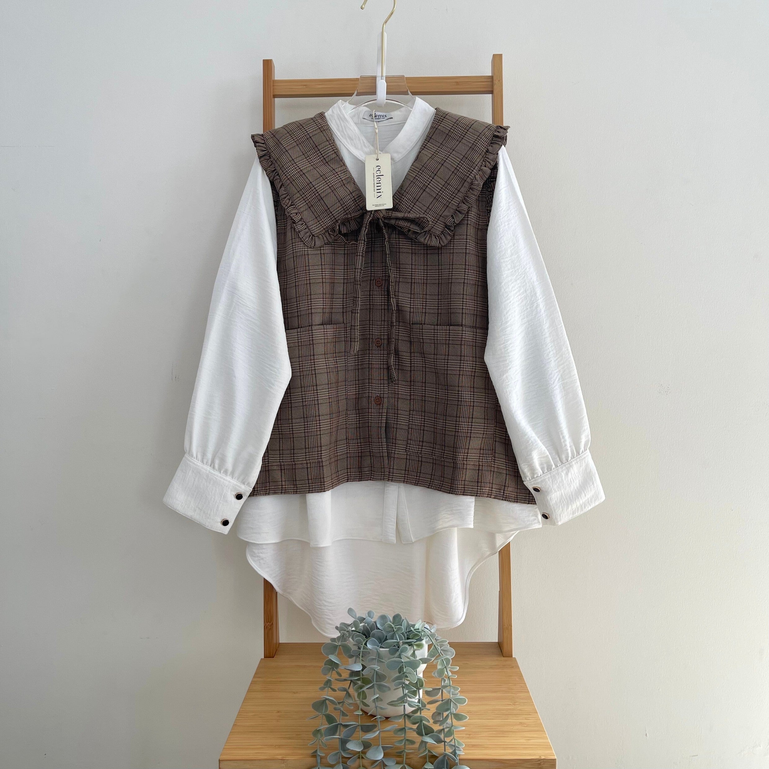 Eclemix Outer Mosha |  Vest Wanita Tartan Tanpa Lengan