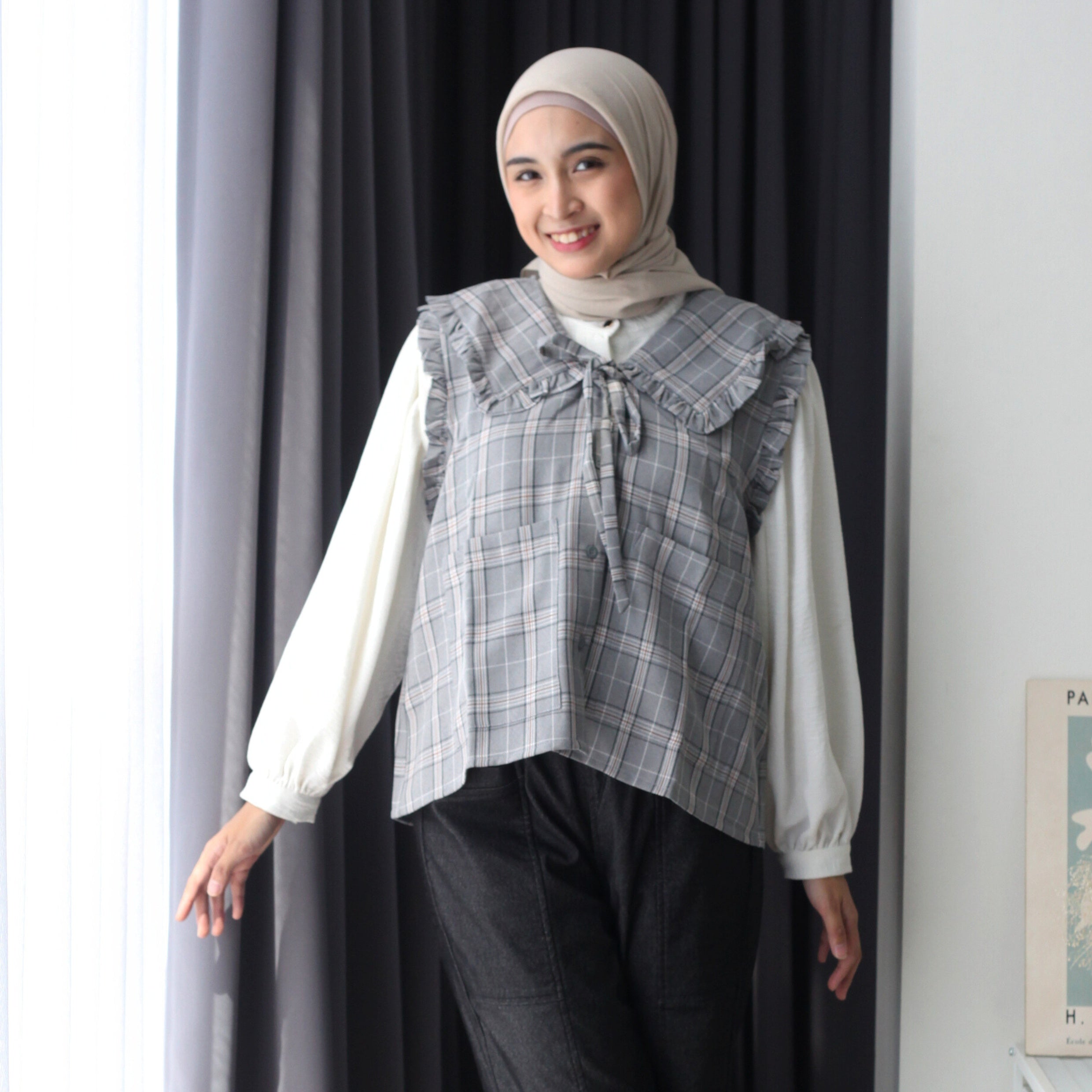 Eclemix Outer Mosha |  Vest Wanita Tartan Tanpa Lengan