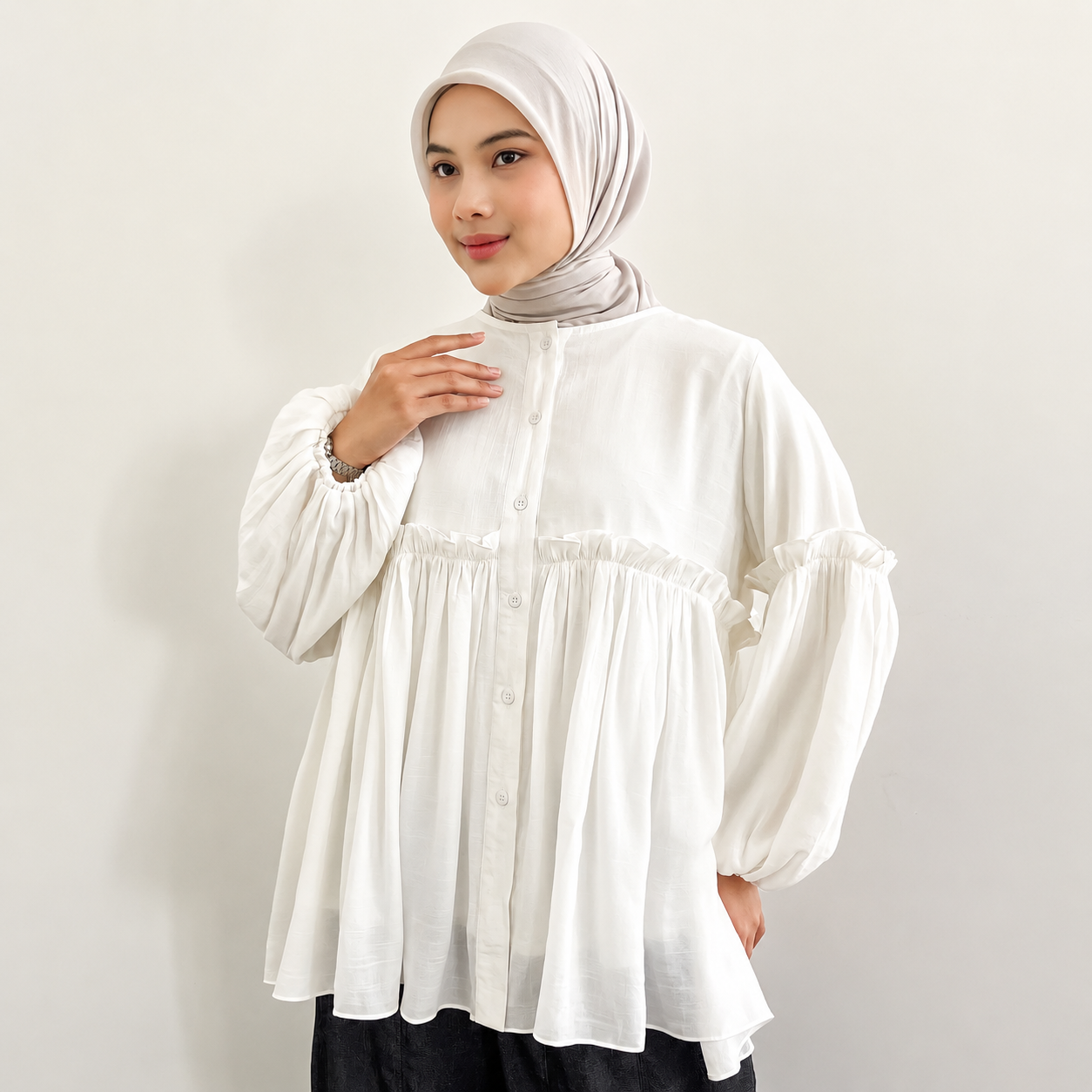 Image of Eclemix Atasan Wanita Loose Babydoll Ruffle Namia Top
